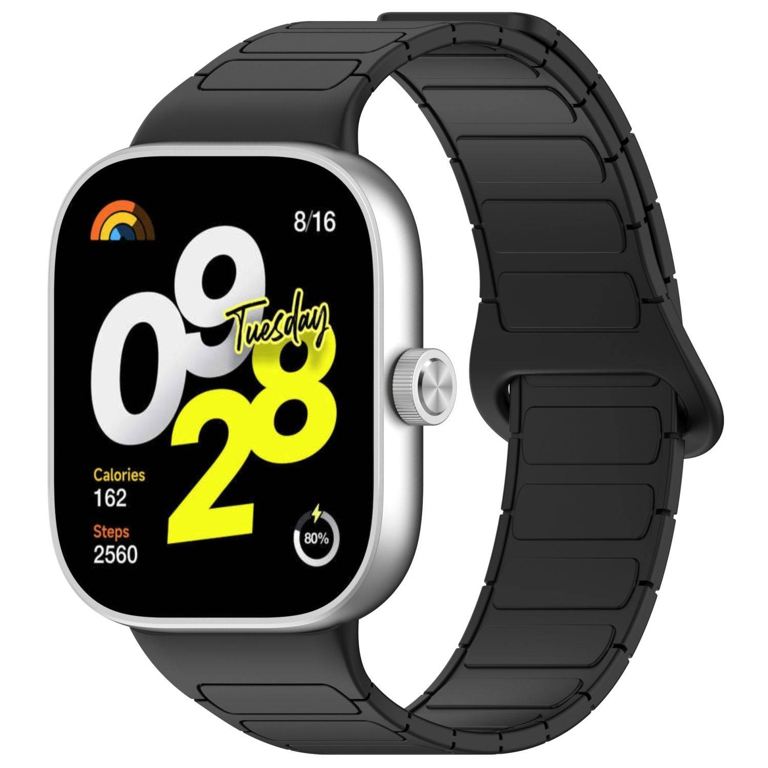 Für Xiaomi Smart Band 9 Pro / 8 Pro Two Color Silikon Magnetisches Ersatz Arm Band Schwarz