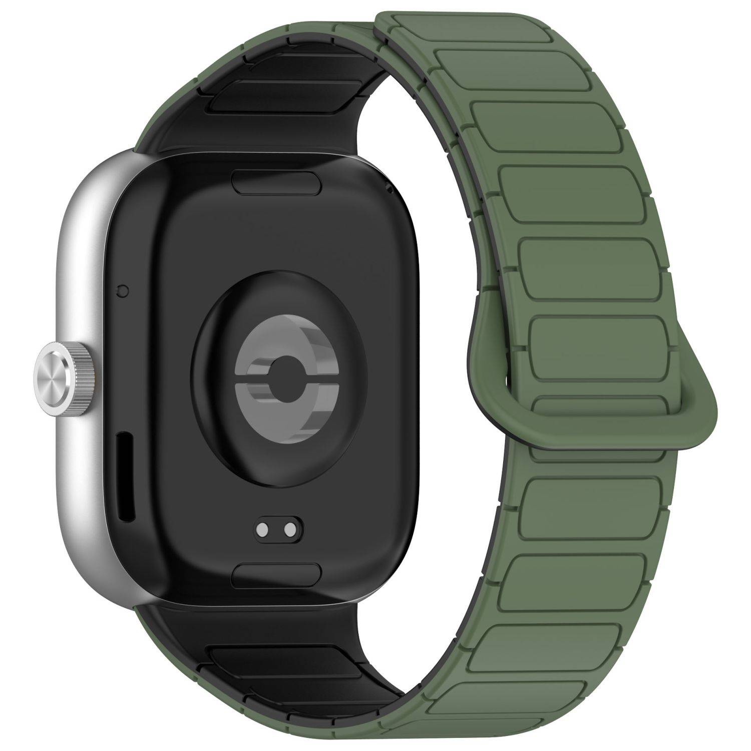 Für Xiaomi Smart Band 9 Pro / 8 Pro Two Color Silikon Magnetisches Ersatz Arm Band Dunkelgrün
