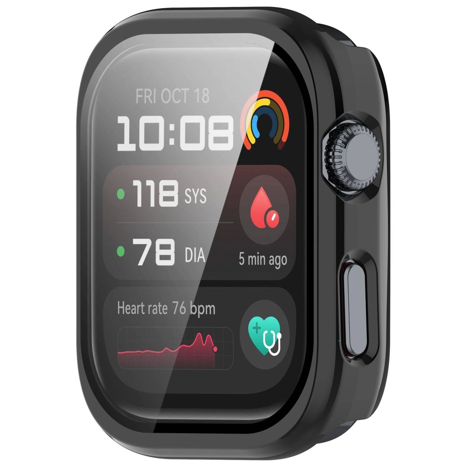 Für Huawei Watch D2 Kunststoff PC Smart Hülle + Tempered H9 Hart Glas Schwarz