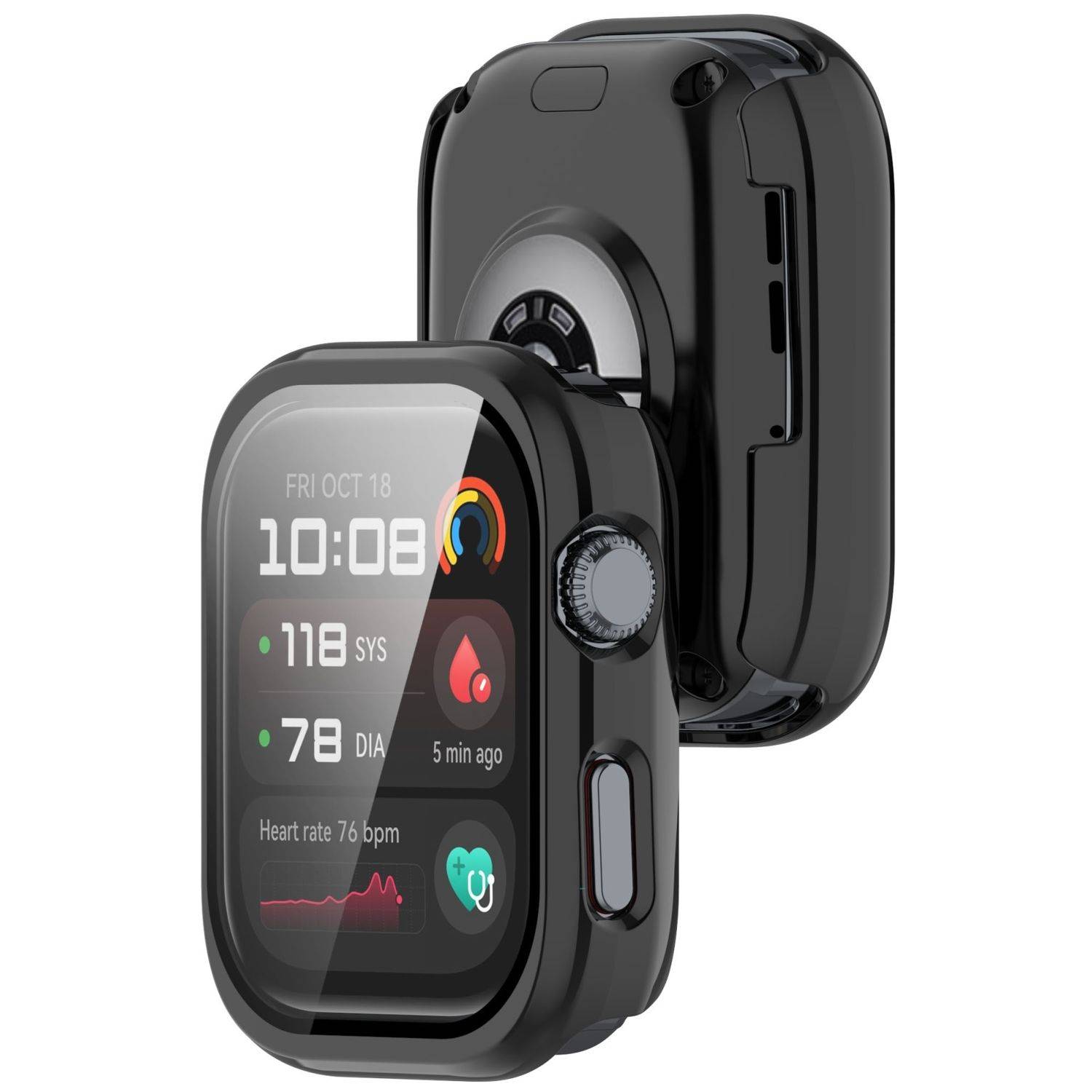 Für Huawei Watch D2 Kunststoff PC Smart Hülle + Tempered H9 Hart Glas Schwarz