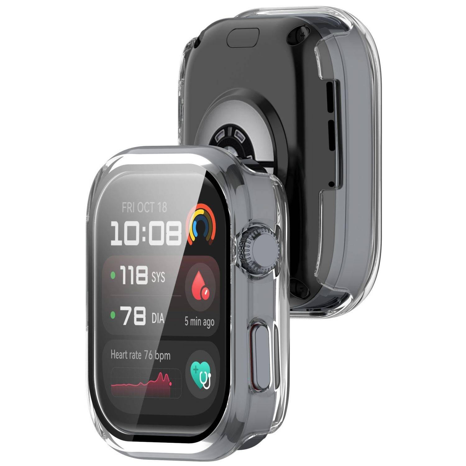 Für Huawei Watch D2 Kunststoff Smart Hülle + Tempered H9 Hart Glas Transparent