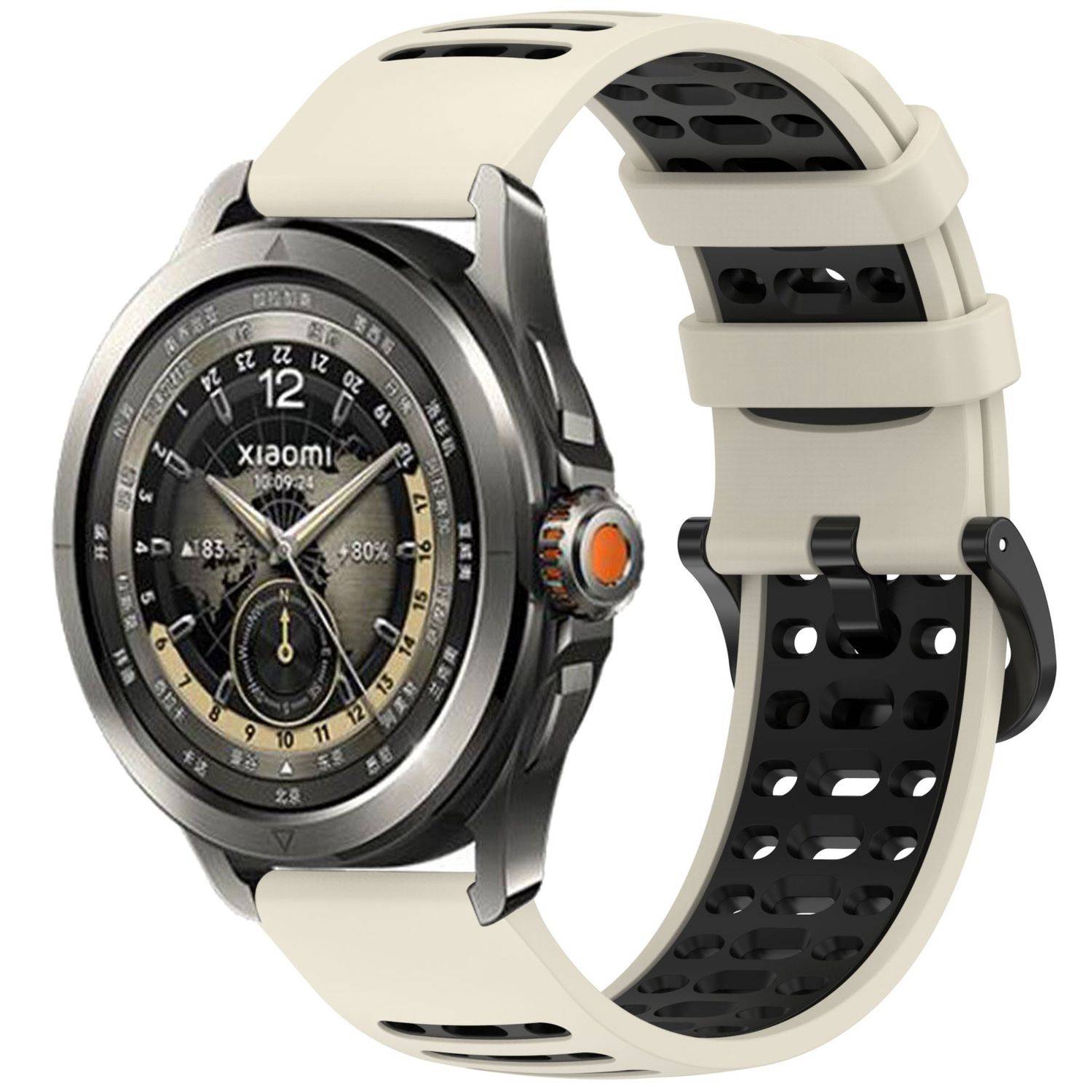 Für Xiaomi Watch S4 Sport Two Color Silikon Ersatz Watch Armband mit Schnellverschluss Beige