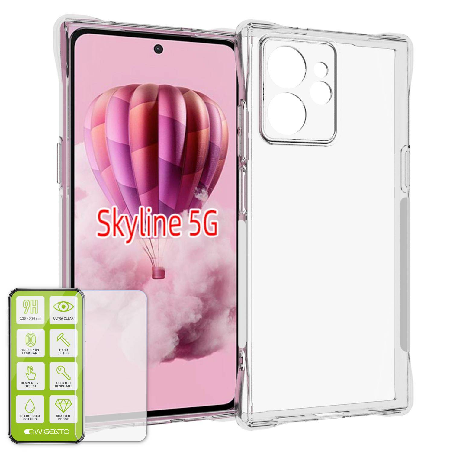 Für HMD Skyline Produktset stoßfeste Schutz TPU Hülle Transparent + H9 Hart Glas