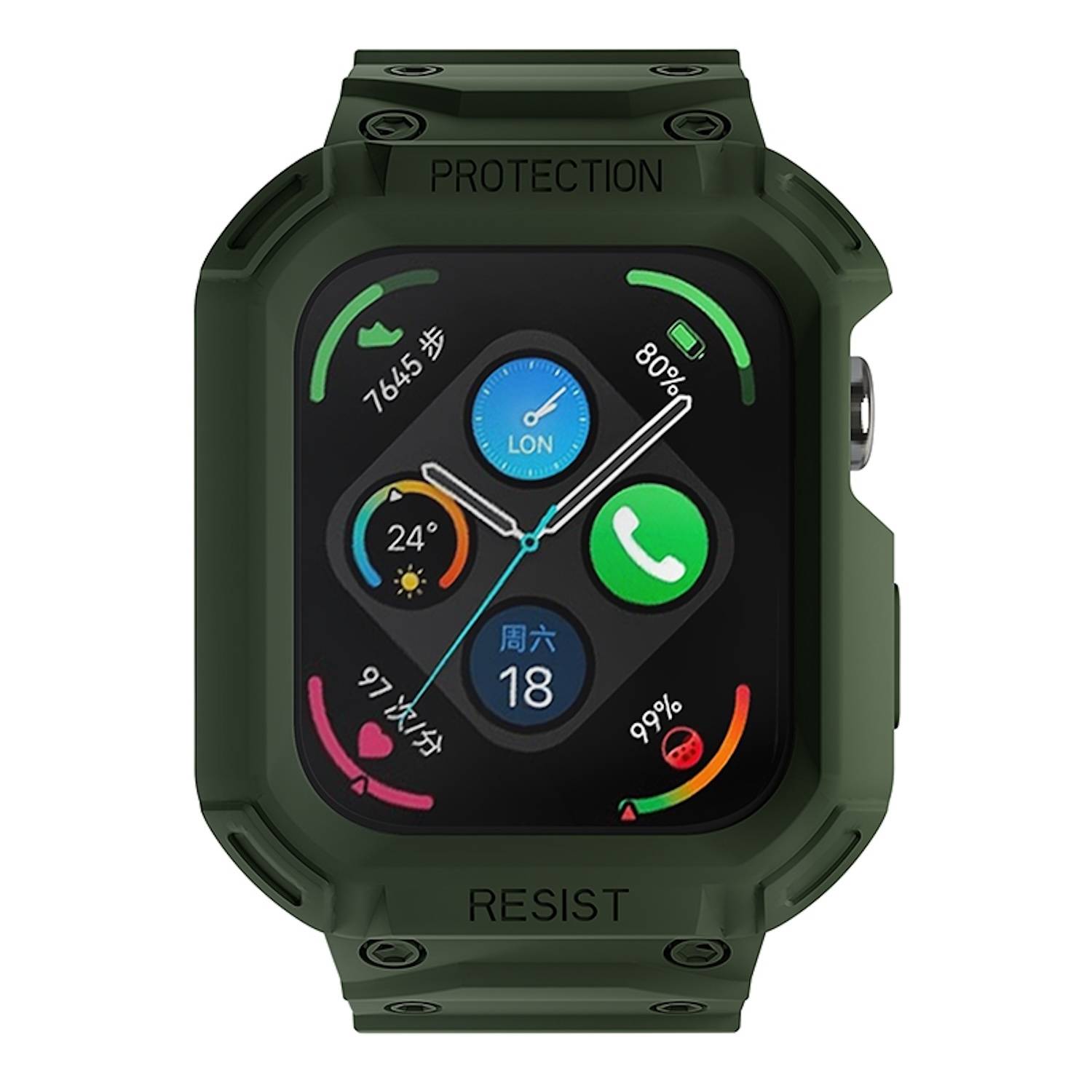 Für Huawei Watch Fit 3 TPU Uhrenarmband mit integriertem Gehäuse Ersatz Armband Dunkelgrün