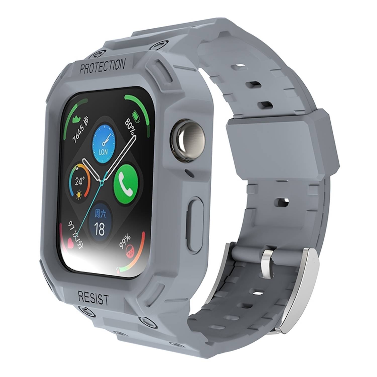 Für Huawei Watch Fit 3 TPU Uhrenarmband mit integriertem Gehäuse Ersatz Armband Grau