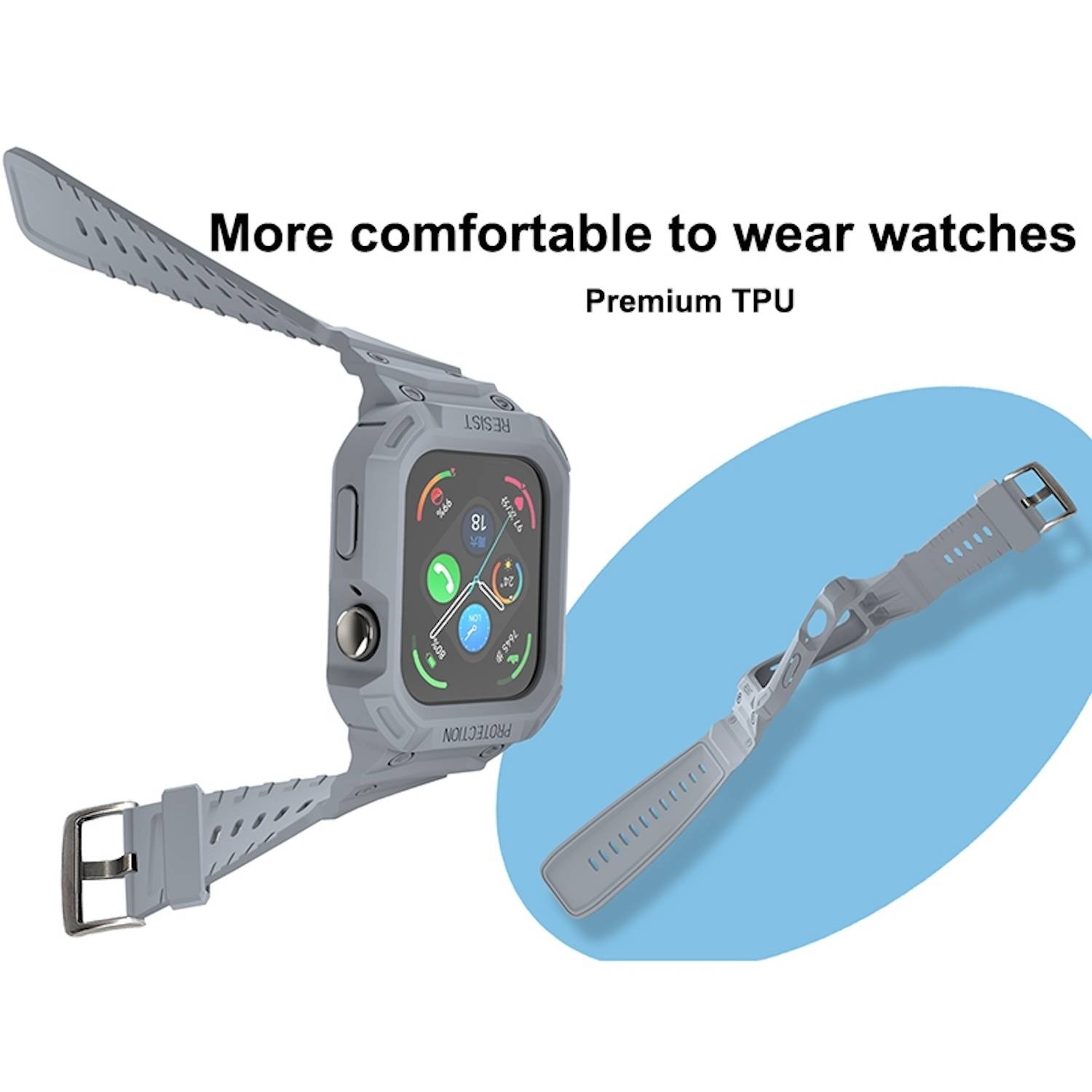 Für Huawei Watch Fit 3 TPU Uhrenarmband mit integriertem Gehäuse Ersatz Armband Grau