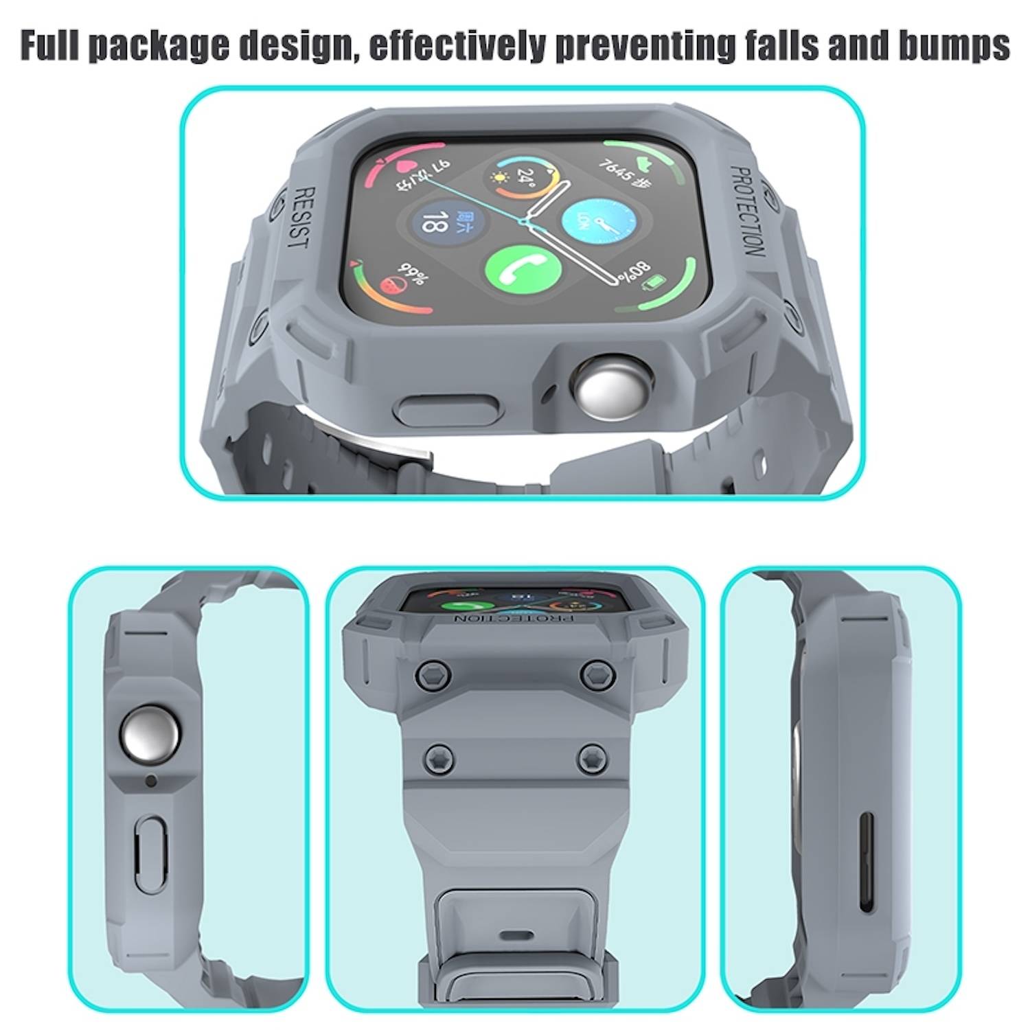 Für Huawei Watch Fit 3 TPU Uhrenarmband mit integriertem Gehäuse Ersatz Armband Grau