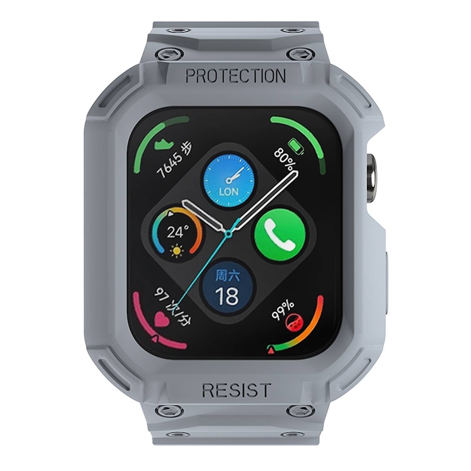 Für Huawei Watch Fit 3 TPU Uhrenarmband mit integriertem Gehäuse Ersatz Armband Grau