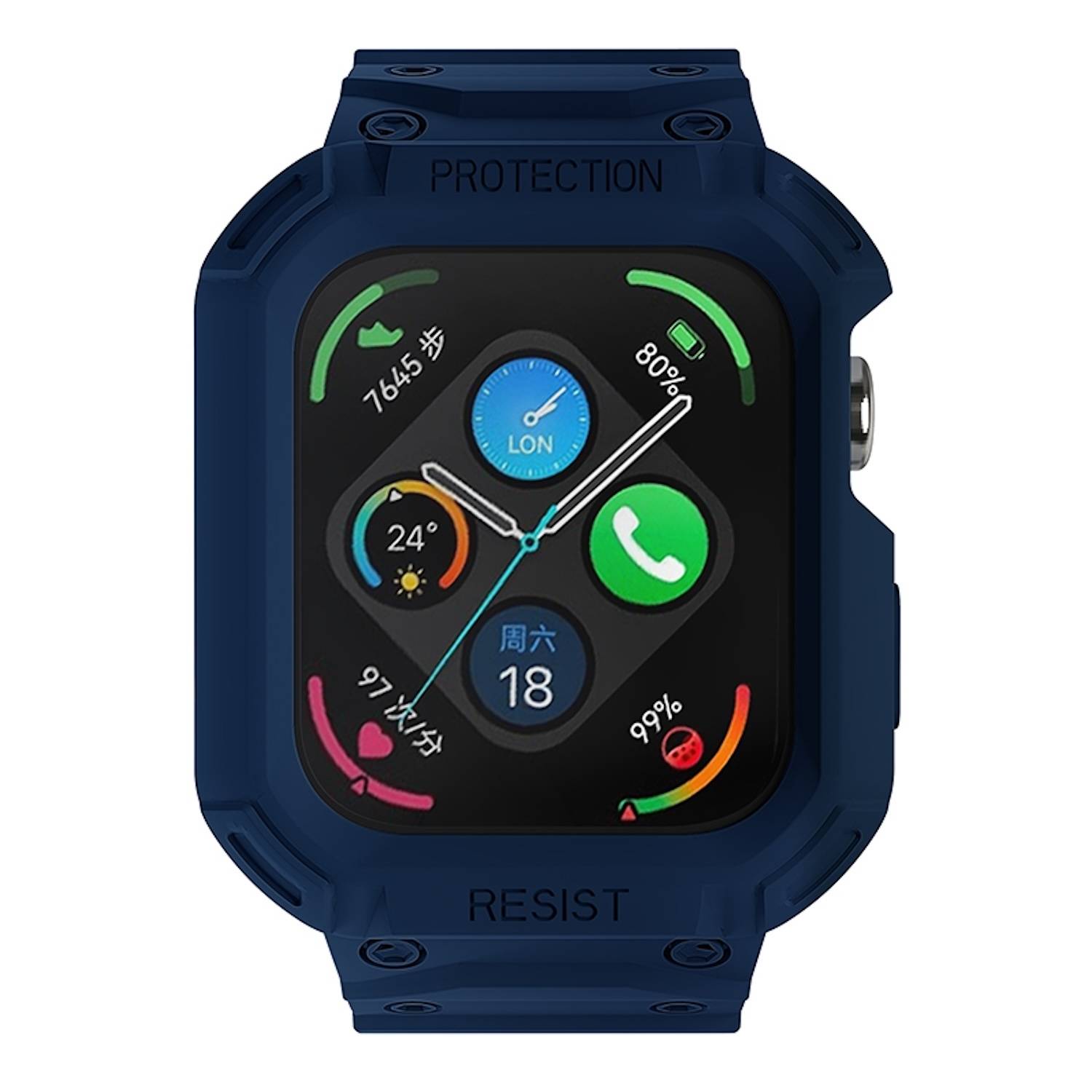 Für Huawei Watch Fit 3 TPU Uhrenarmband mit integriertem Gehäuse Ersatz Armband Dunkelblau