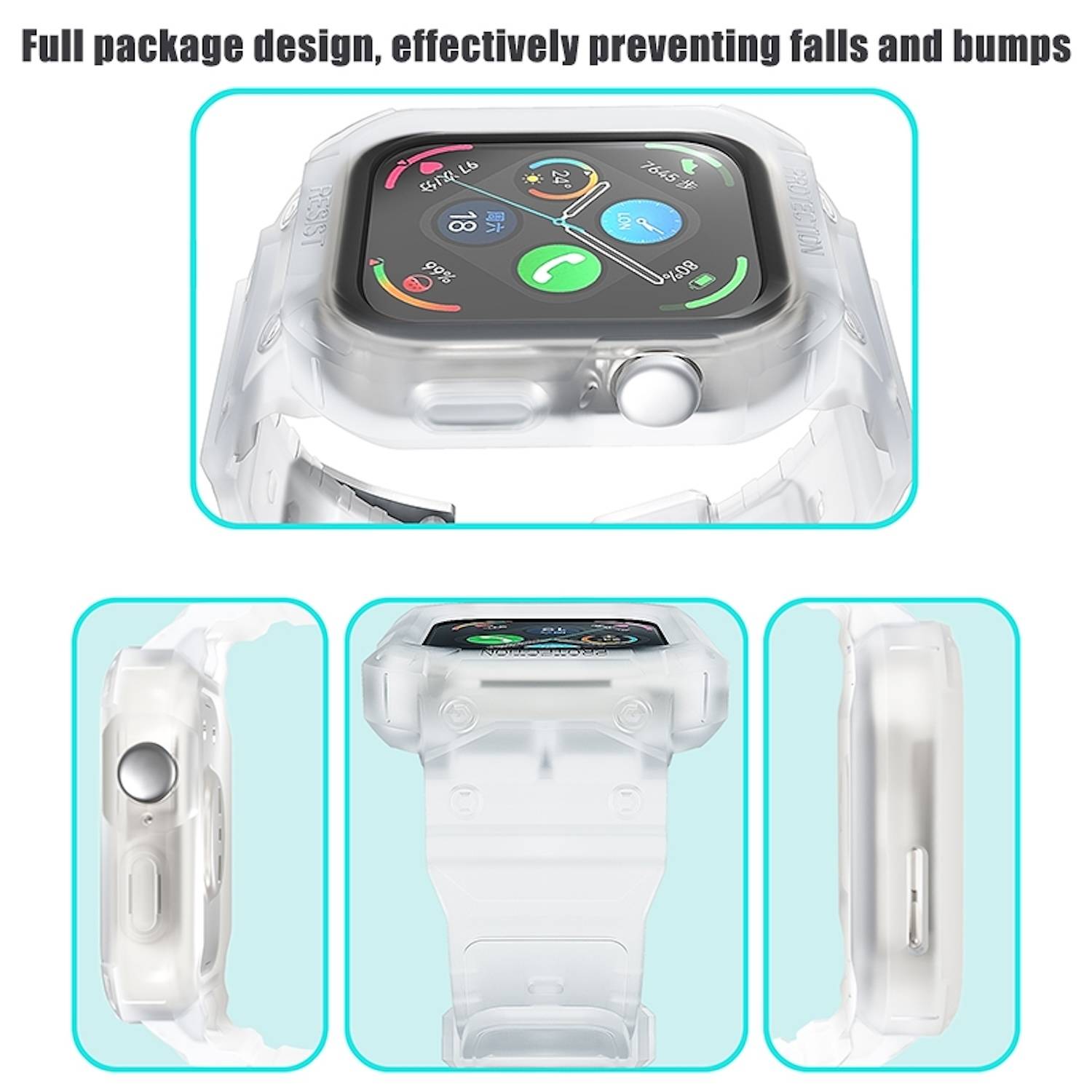 Für Huawei Watch Fit 3 TPU Uhrenarmband mit integriertem Gehäuse Ersatz Armband Transparent