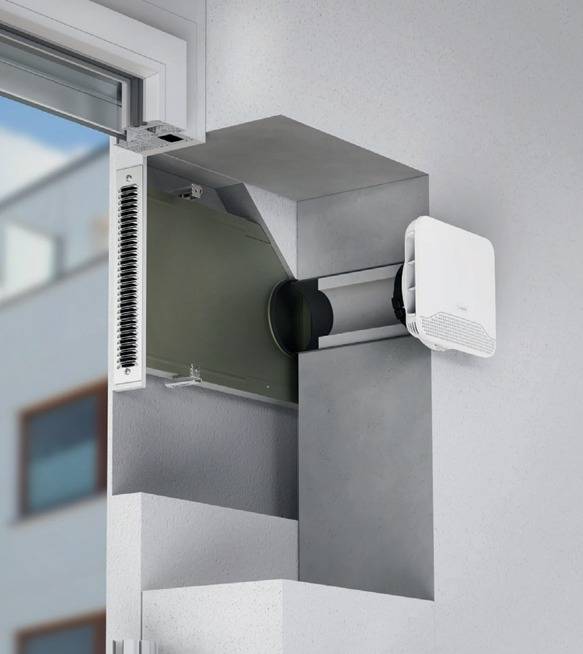 ALD-Set feuchtegeführt für die Wand / La ZUWAH Alu-P Slim Standard Plus von Aereco - 110162
