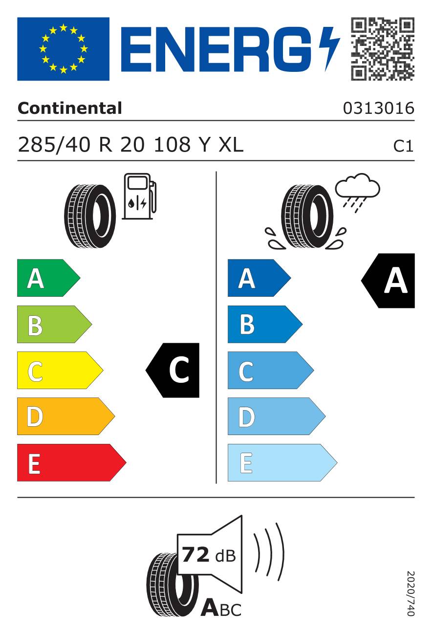 Continental SportContact 7 ( 285/40 R20 108Y XL *, EVc, mit Felgenrippe )