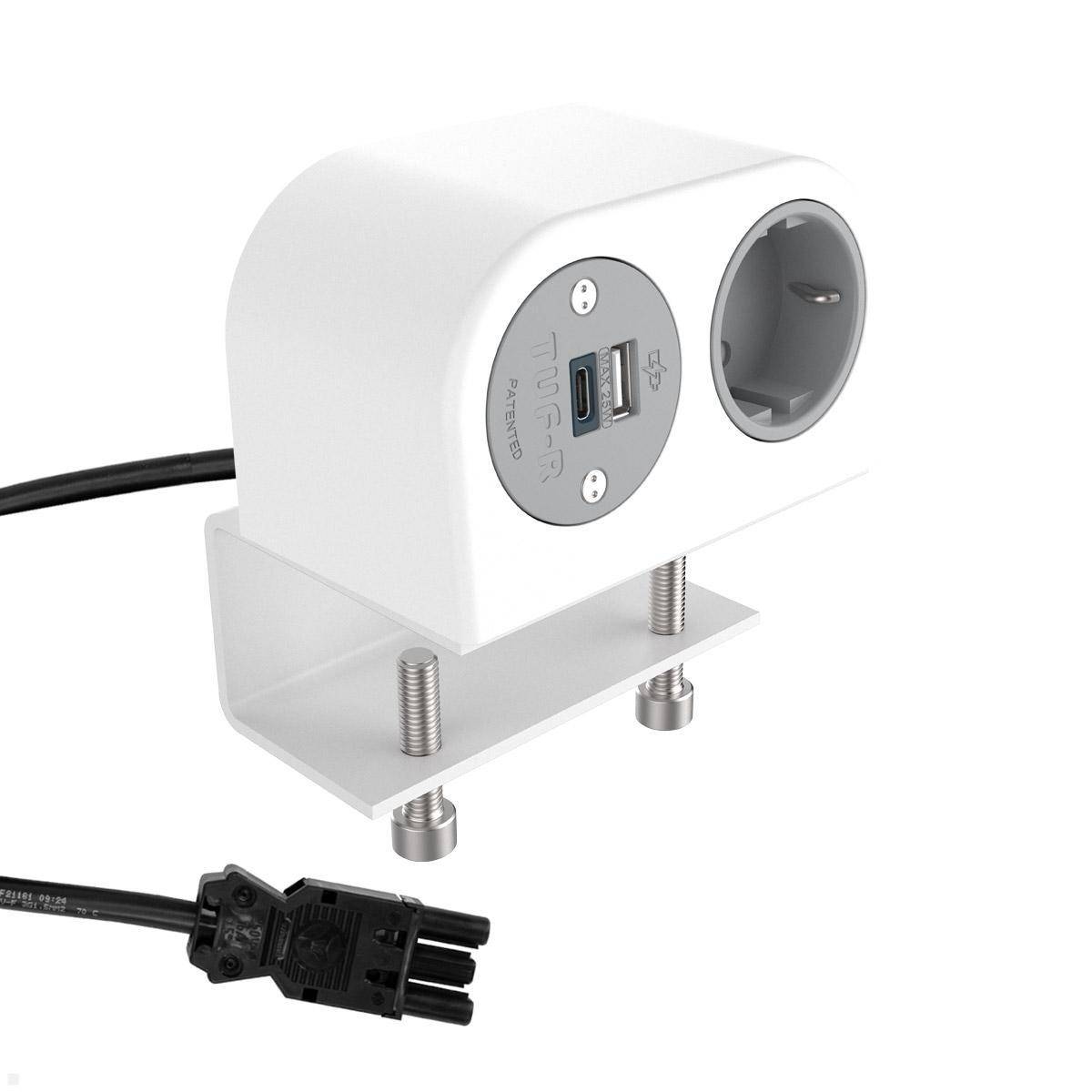 Dataflex Power Phase Tischanschlussfeld 1x Steckdose, 1x USB-A, 1x USB-C (25.200...