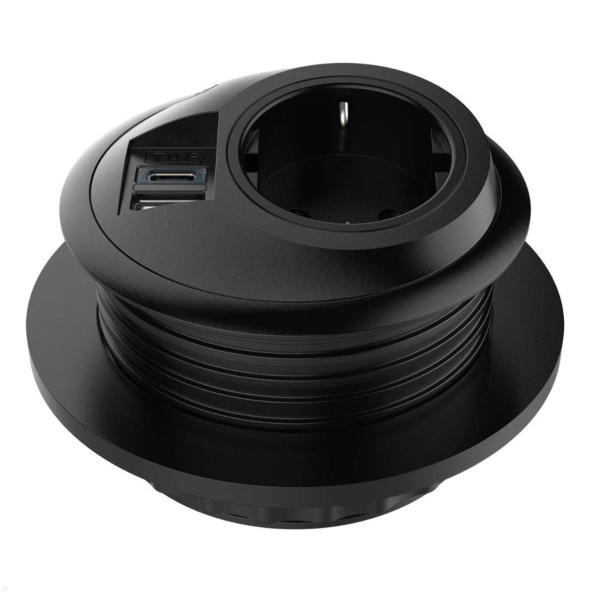 Dataflex Power PixelTUF Einbausteckdose 1x Steckdose, 1x USB-A, 1x USB-C (26.203...