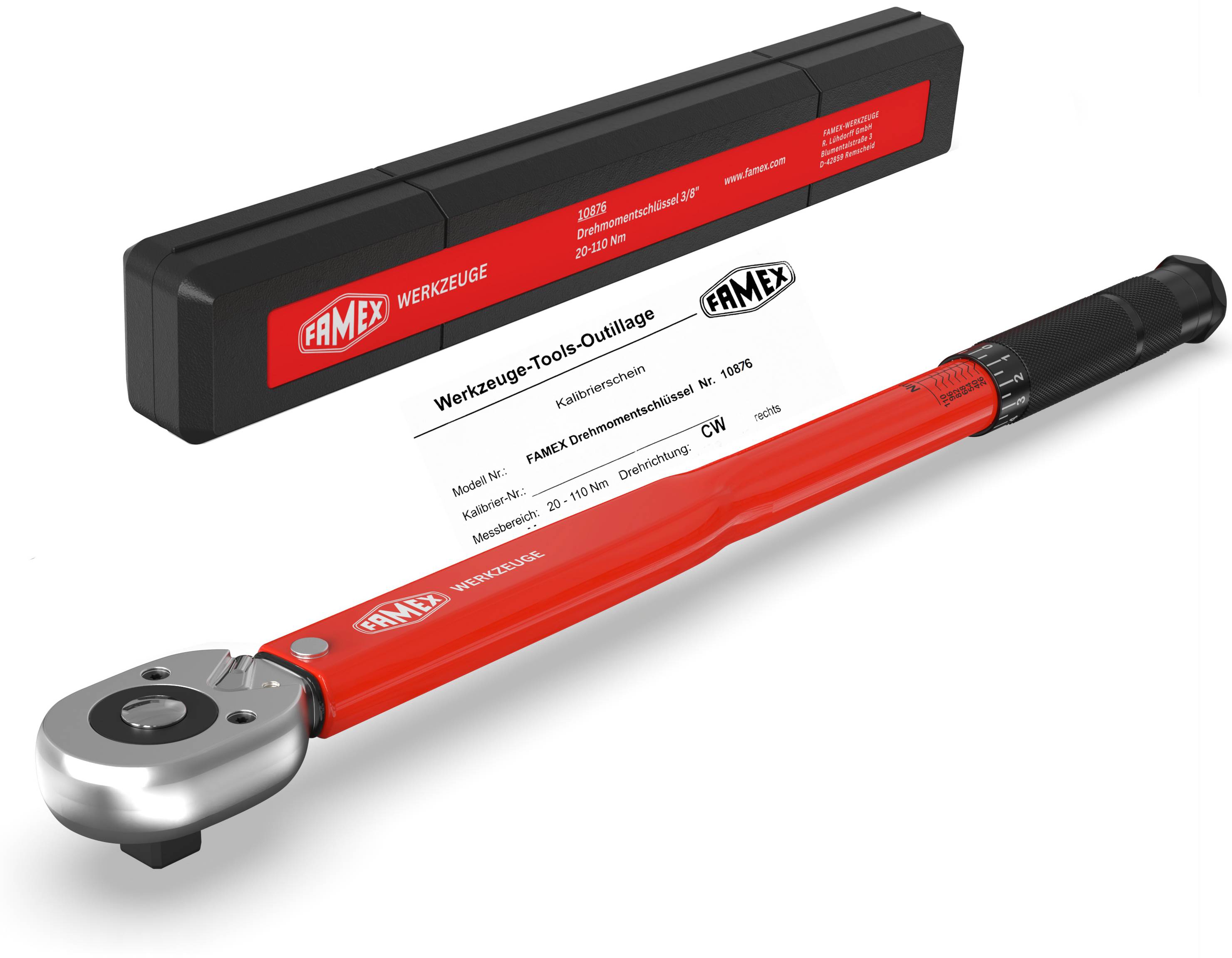 FAMEX 10877 Drehmomentschlüssel 3/8 Zoll (10mm)-Antrieb 5-70 Nm, Motorrad, Auto, Fahrrad, geprüft