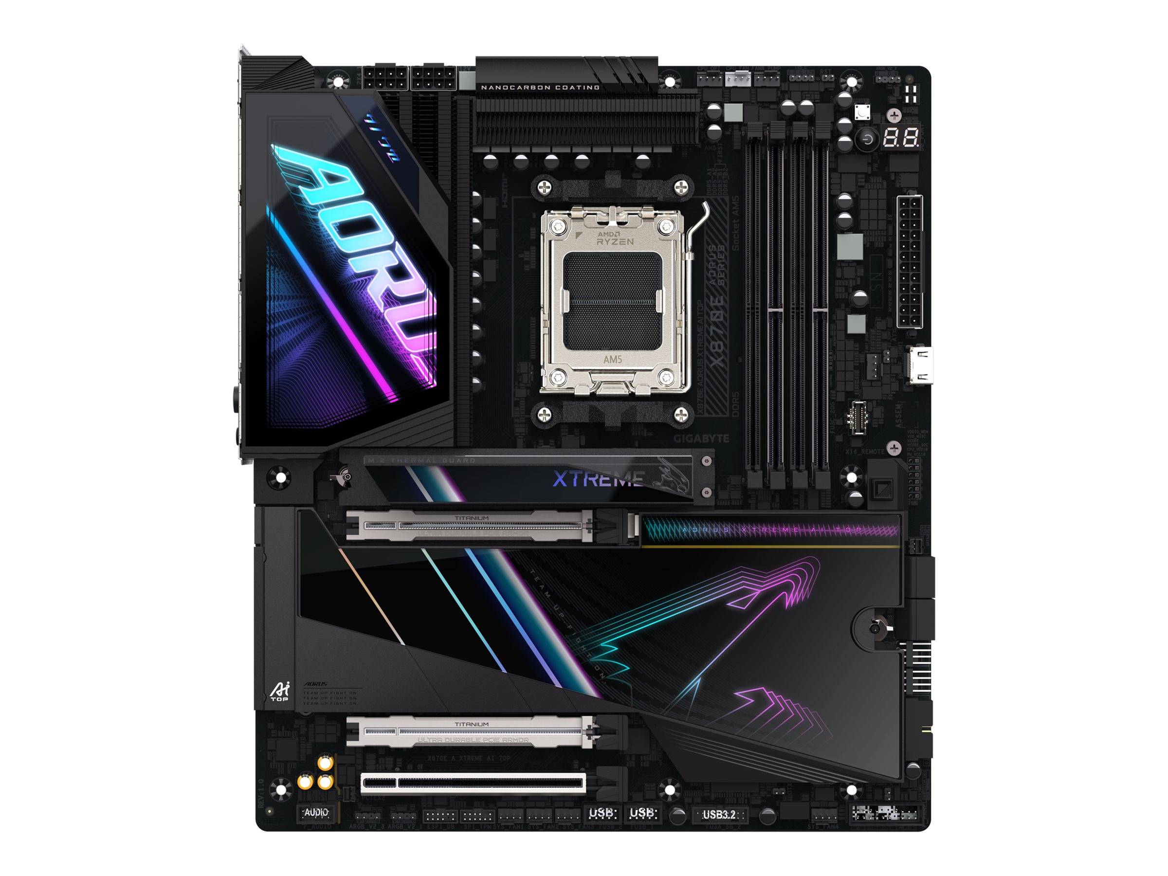 GIGABYTE - AORUS X870E XTREME AI TOP - Motherboard - ATX - Socket AM5 - AMD X870E Chipsatz - USB-C 3.2 Gen 2x2, USB 3.2
