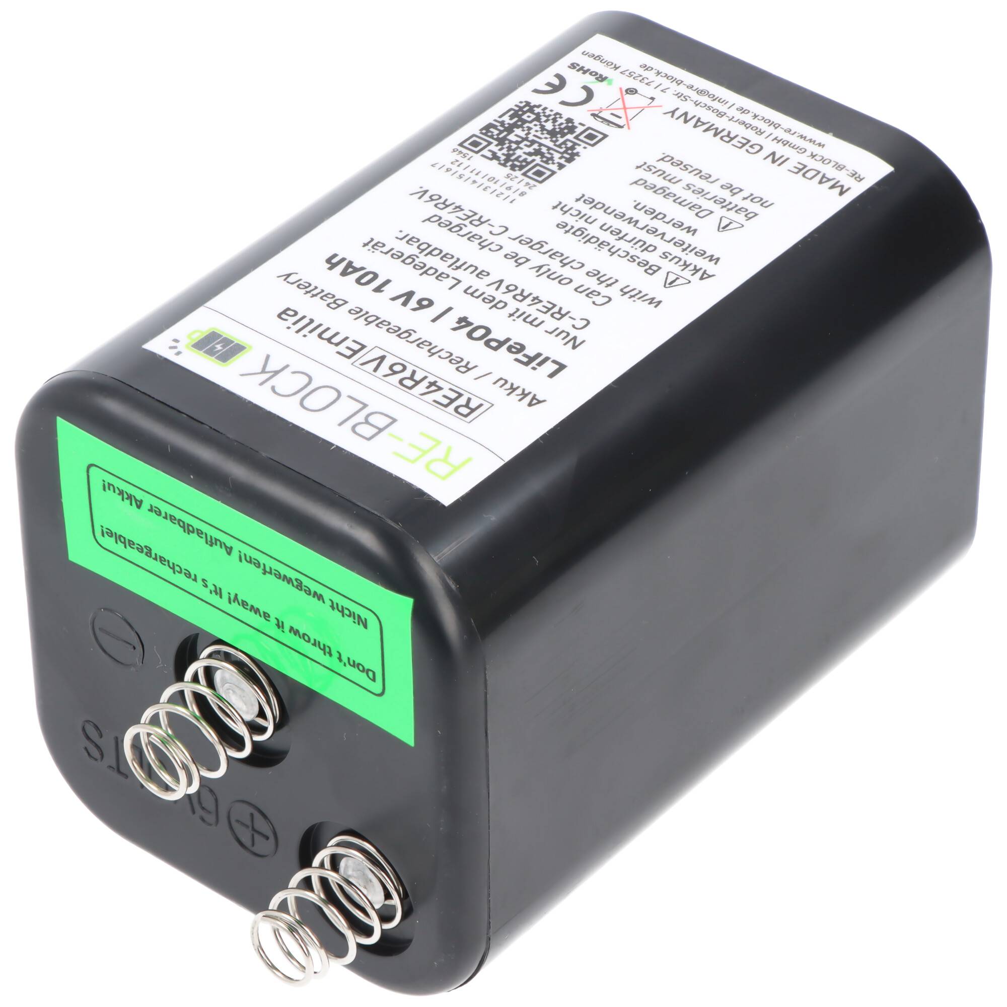 4R25 LiFePo4 Akku, aufladbarer 4R25 Akku mit 6 Volt Spannung und 10Ah Kapazität, verwendbar von -20 Grad bis +50 Grad, m