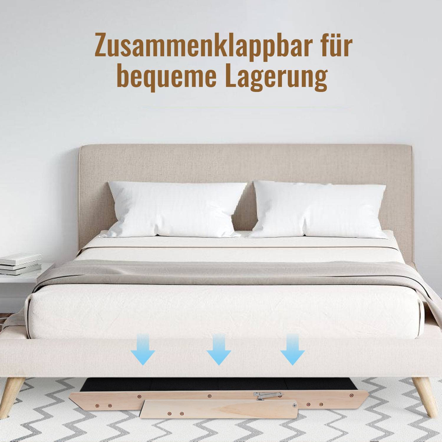 2 in 1 Hundetreppe 4-Stufen Hunderampe Haustiertreppe Kiefernholz Rutschfest Tiertreppe Einstiegshilfe Klappbar