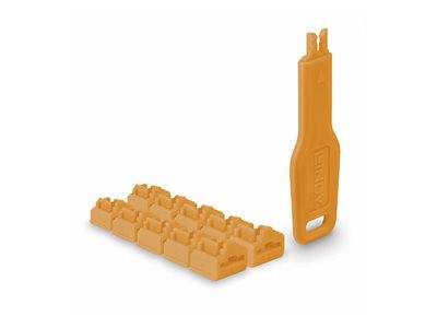 LINDY RJ45 Port Schlösser Orange, 10 Stck + 1 Schlüssel Multimedia-Technik Notebookschlösser
