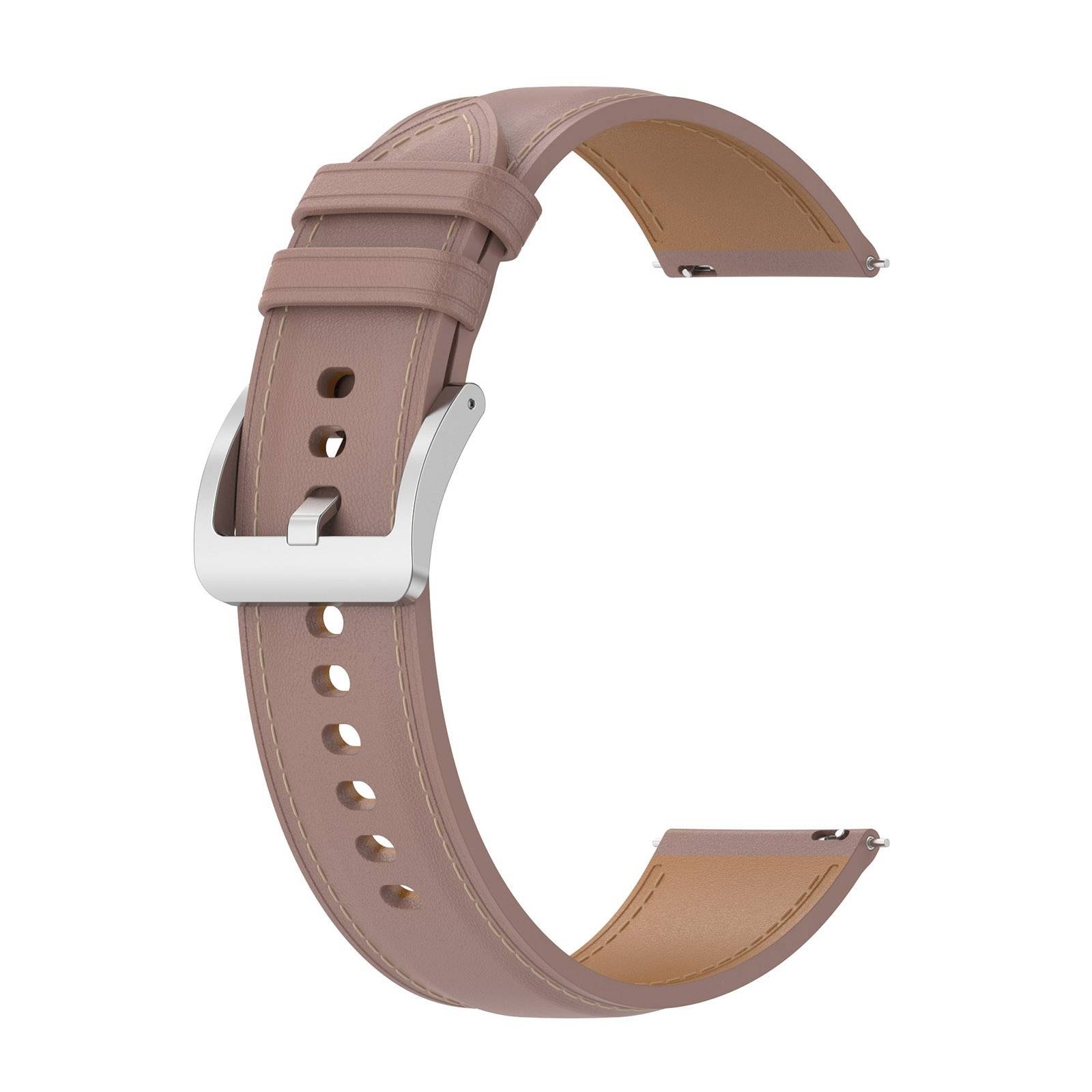 Ein braunes Lederarmband mit einer silbernen Schnalle, isoliert auf weißem Hintergrund dargestellt.
