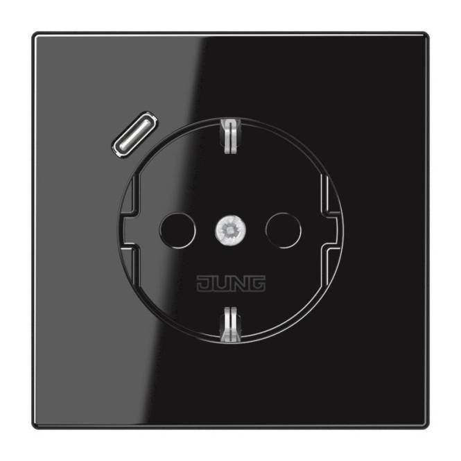 Jung SCHUKOsteckdose m.USB LS1520-18CSW Typ C schwarz Install.Baumaterial Schaltermat/Geb.Steu