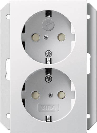 GIRA 273103 SCHUKO-Doppelsteckdose SH f.UP-Dose 1f System 55 Reinweiß glänzend Install.Baumaterial