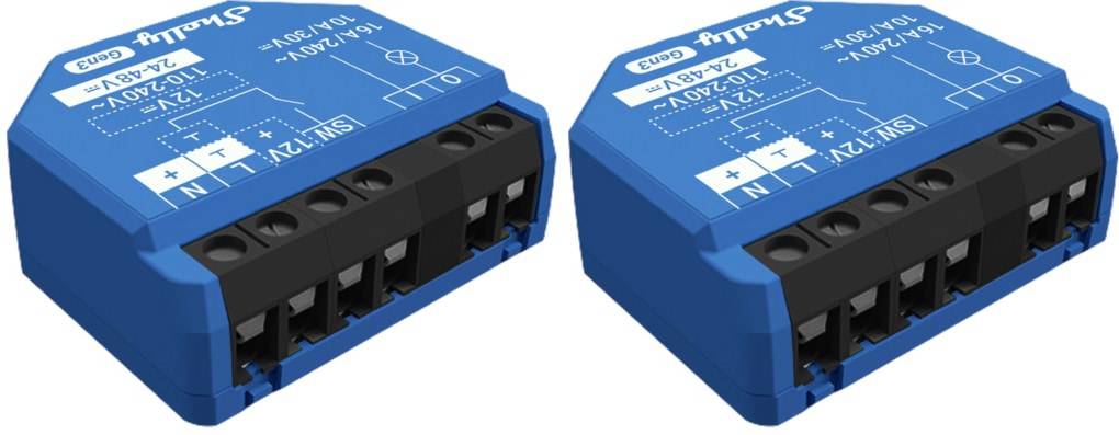 SHELLY Smart-Schalter 1 Gen3, Relais, Unterputz, 1 Kanal, max. 16 A, WLAN, Bluetooth, 2 Stück