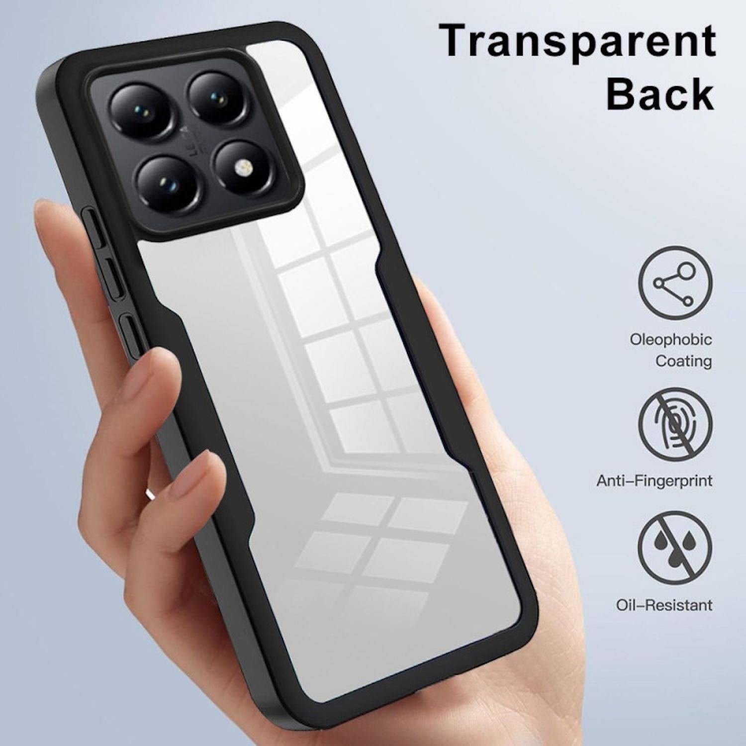 Für Xiaomi 14T Full Cover 360 Grad Acrylic Hybrid TPU Schutz Hülle Etuis Schwarz