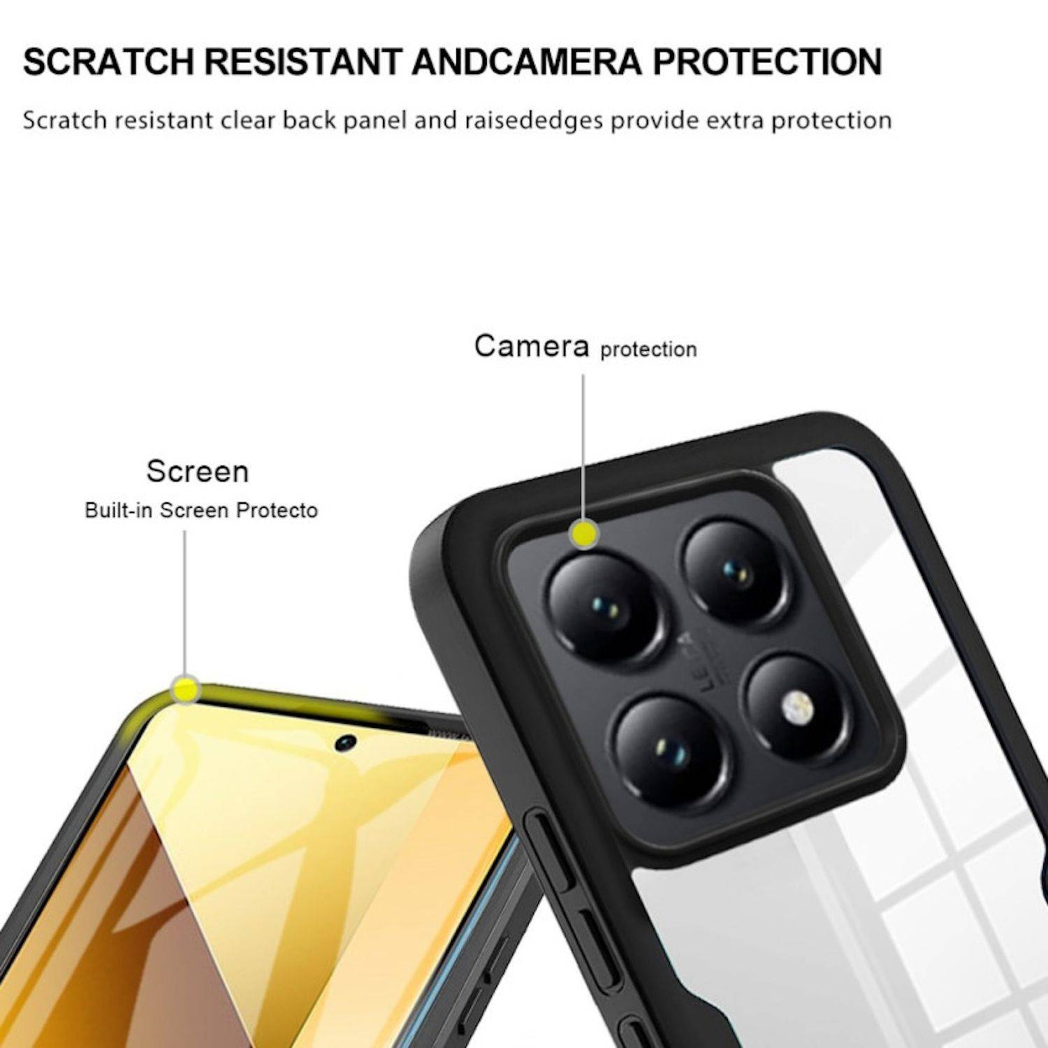 Für Xiaomi 14T Pro Full Cover 360 Grad Acrylic Hybrid TPU Schutz Hülle Schwarz