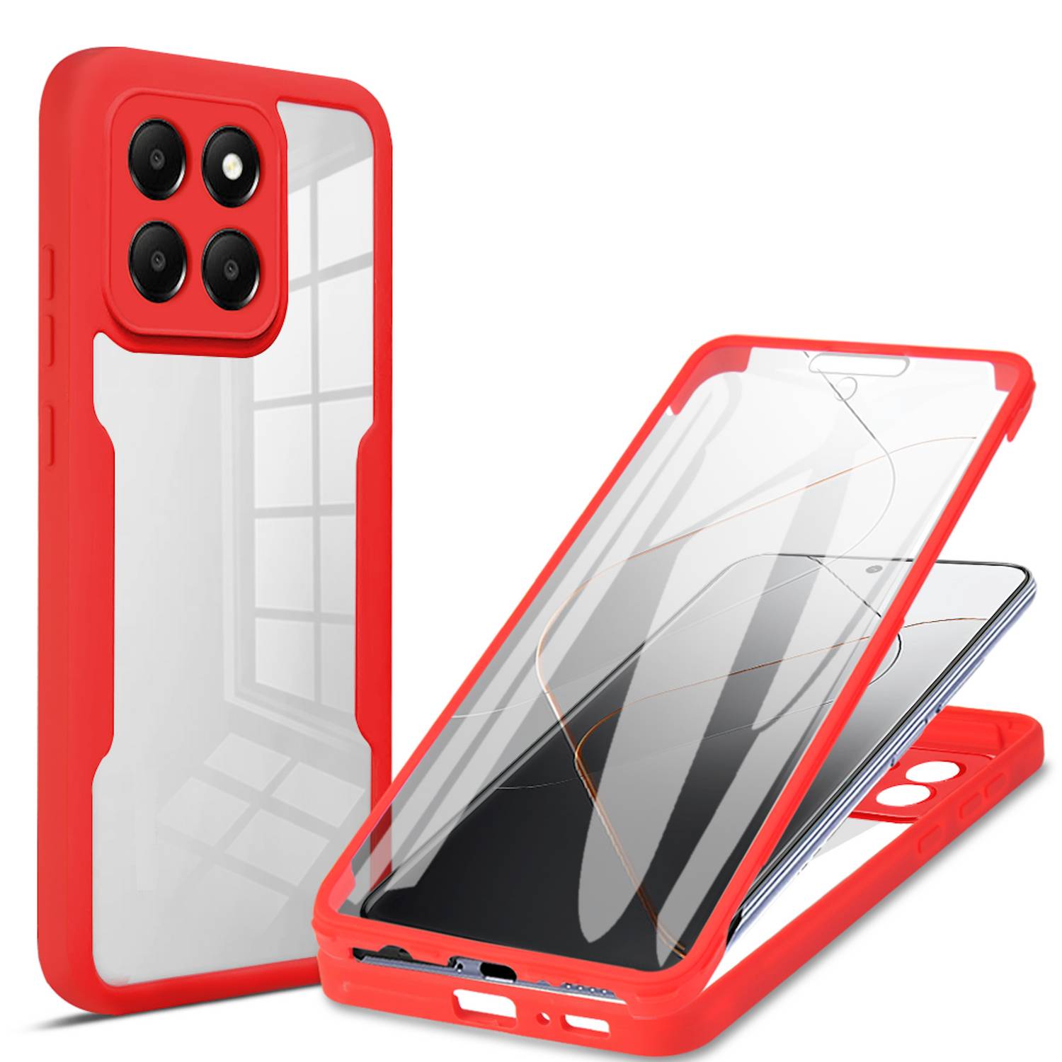 Für Xiaomi 14T Pro Full Cover 360 Grad Acrylic Hybrid TPU Schutz Hülle Case Rot