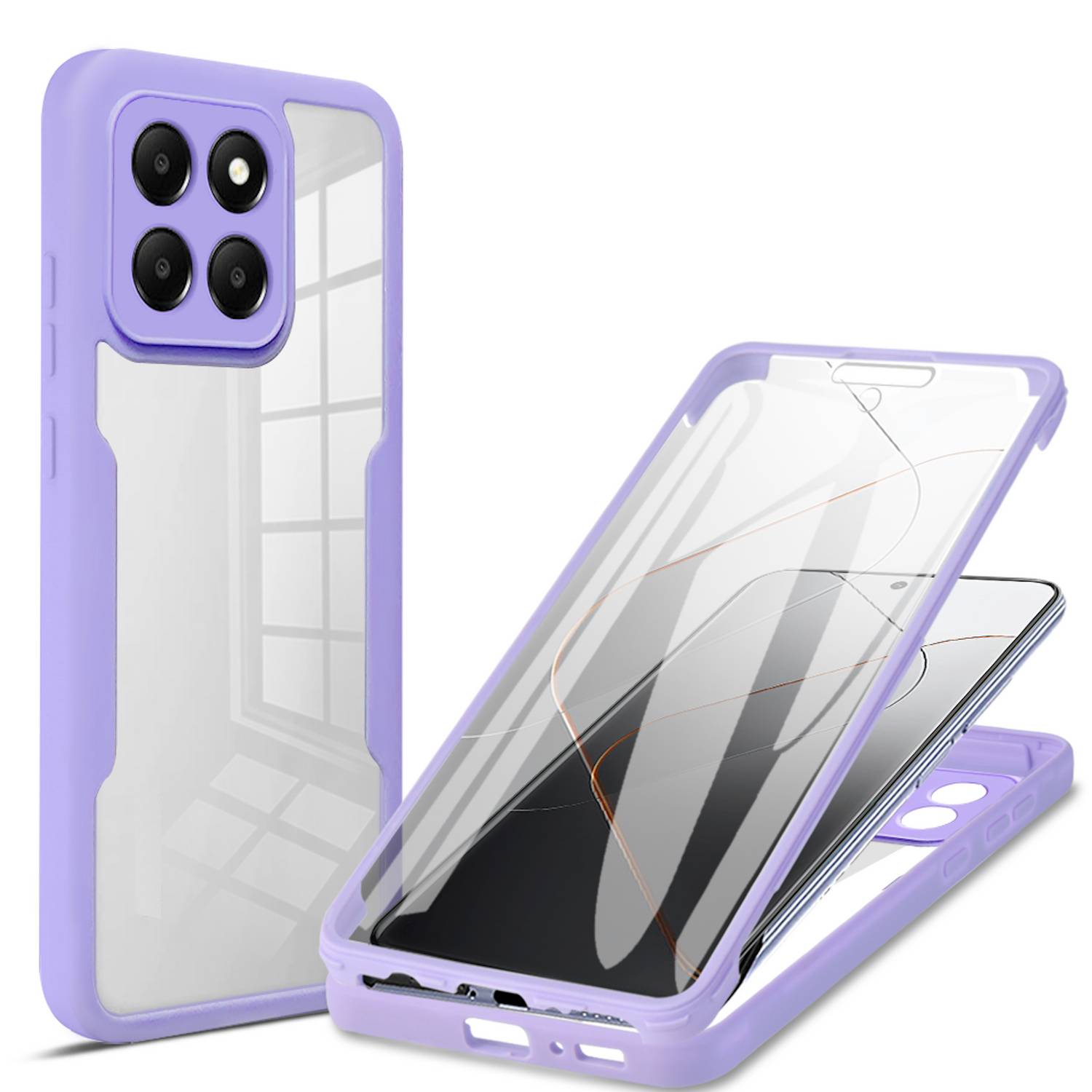 Für Xiaomi 14T Pro Full Cover 360 Grad Acrylic Hybrid TPU Schutz Hülle Case Lila