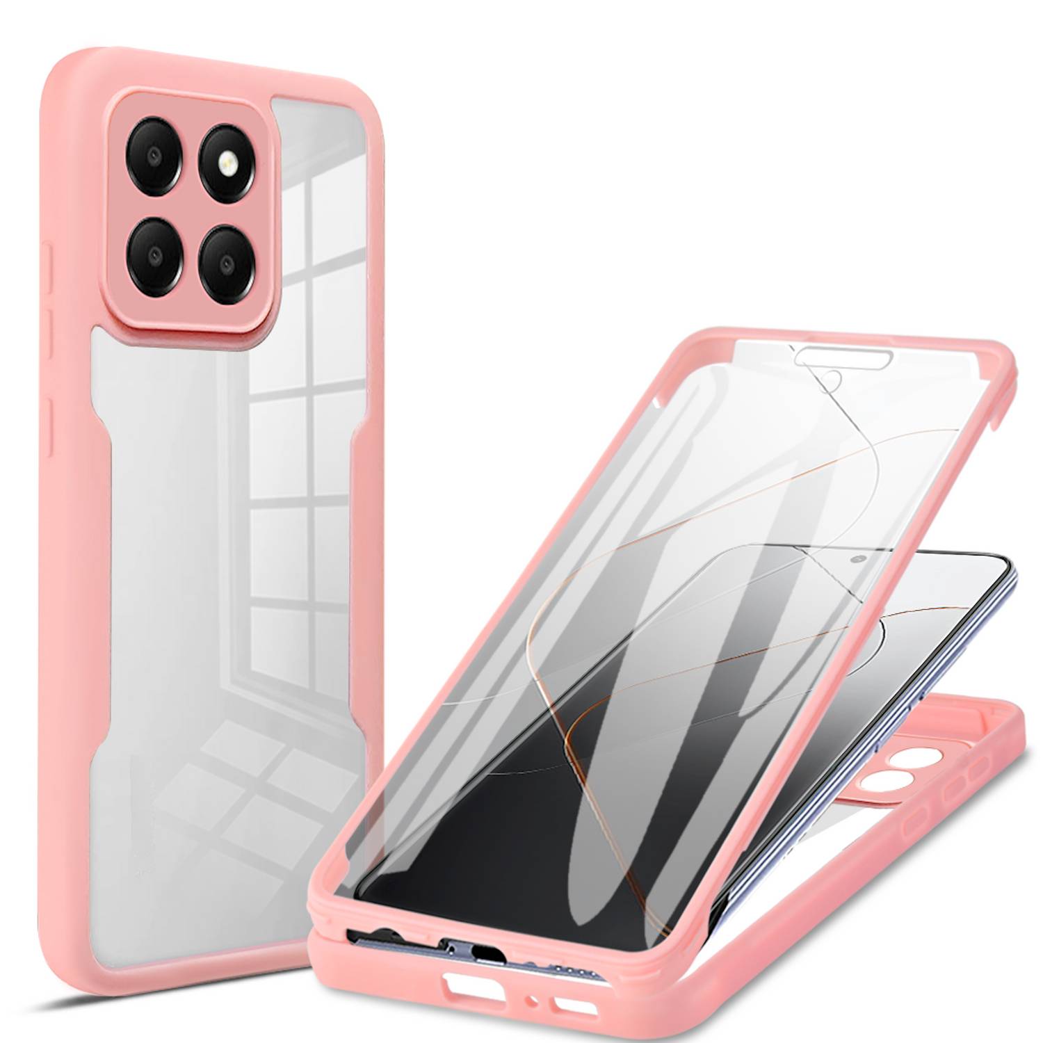 Für Xiaomi 14T Pro Full Cover 360 Grad Acrylic Hybrid TPU Schutz Hülle Case Rosa