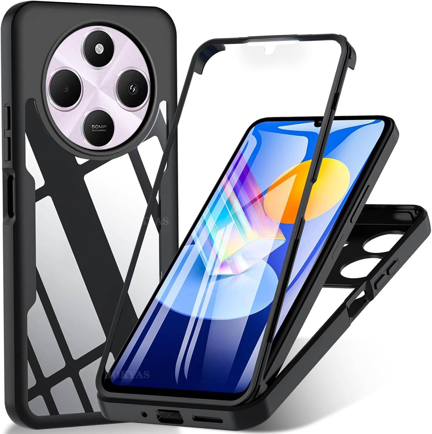 Für Xiaomi Redmi 14C Full Cover 360 Grad Acrylic Hybrid TPU Schutz Hülle Schwarz
