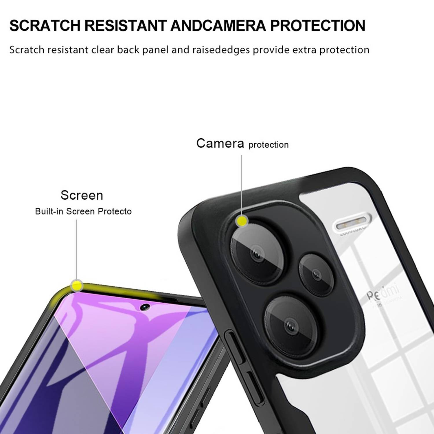 Für Xiaomi Redmi 14C Full Cover 360 Grad Acrylic Hybrid TPU Schutz Hülle D- Blau