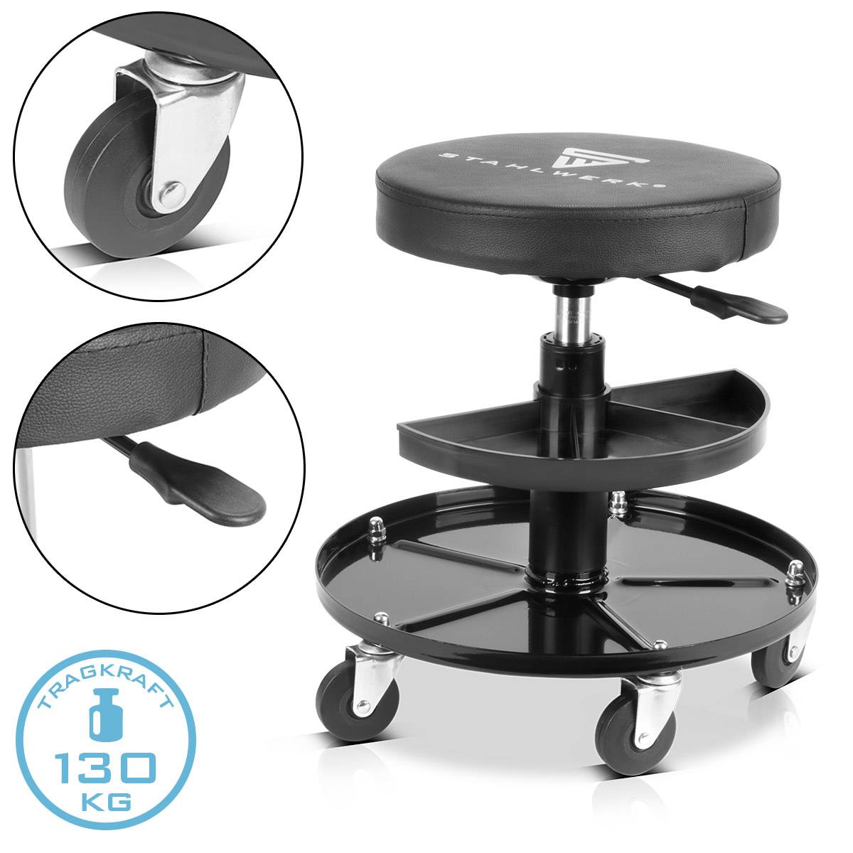 STAHLWERK Werkstatthocker WRH-295 ST mit 130 kg Tragkraft Werkstattsitz