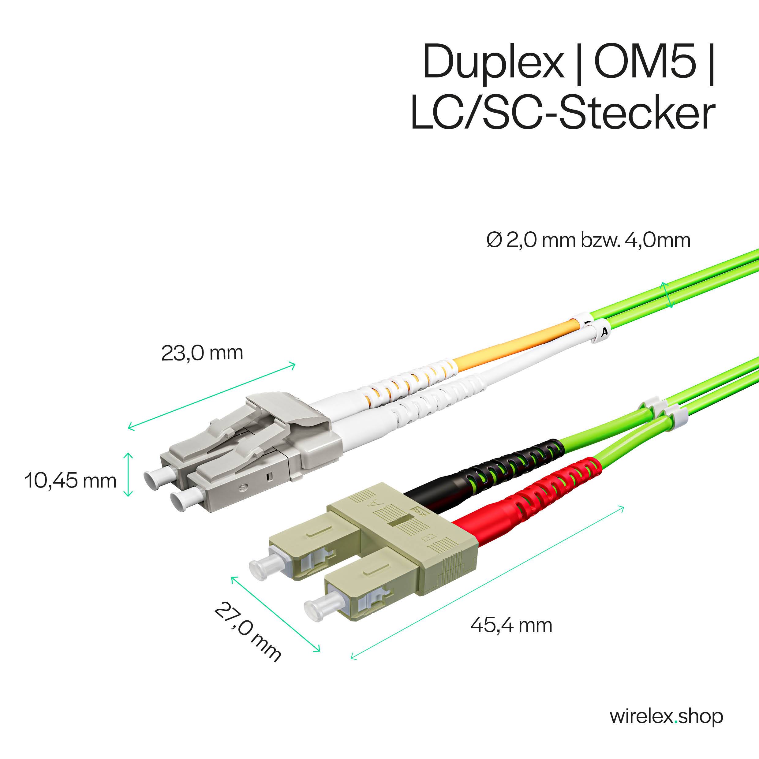 LWL Glasfaser-Duplex Patchkabel LC/SC 50/125µ OM5