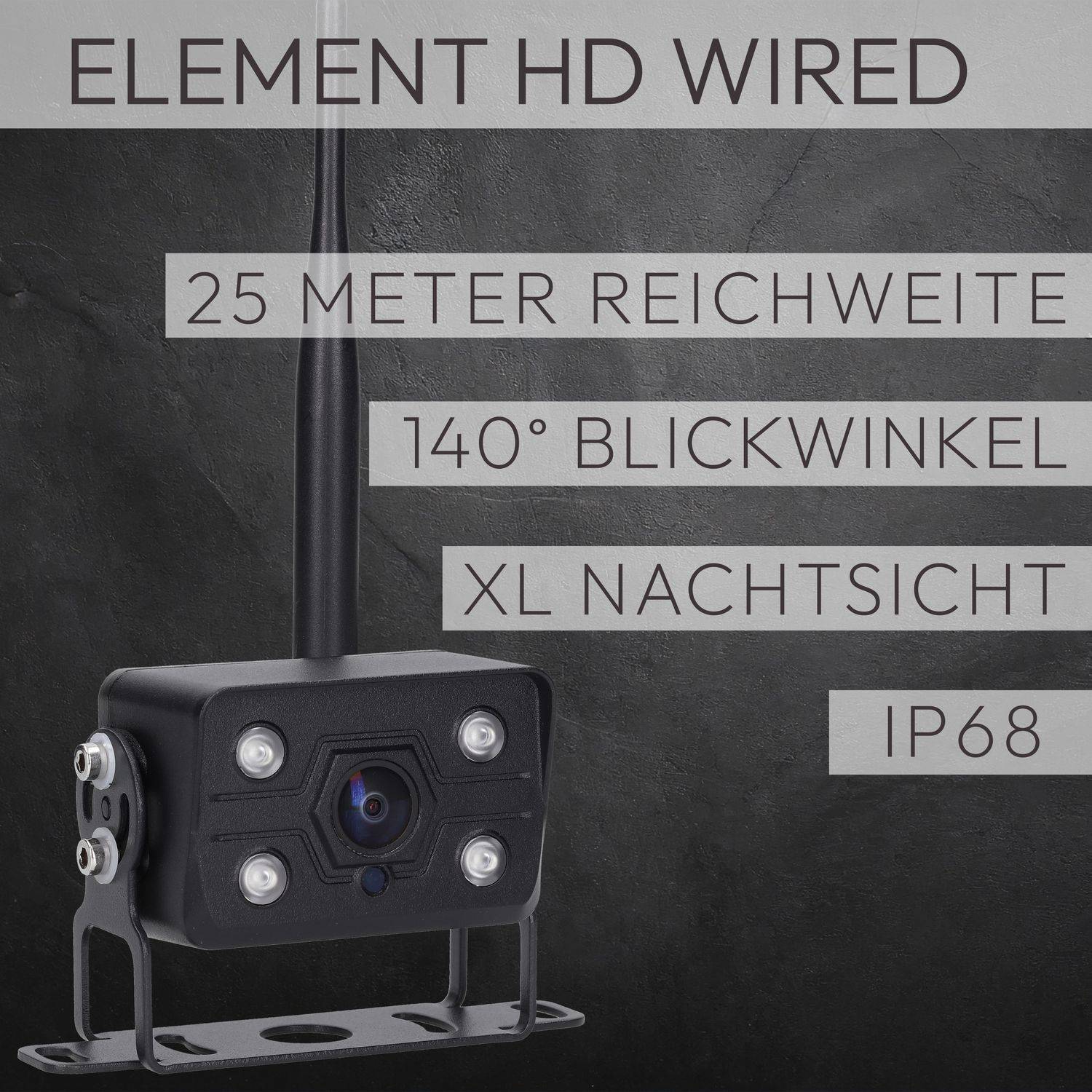 VSG24 10" FUNK-Set ELEMENT WIRED PRO HD XL | mit 2 Kameras | Wohnmobil & LKW bis 25 Meter RVS-24776