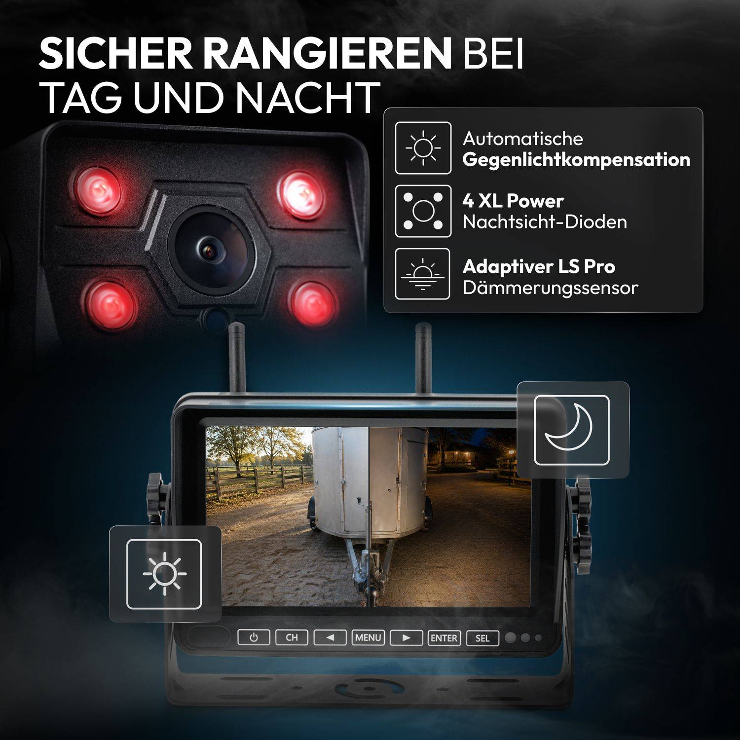 VSG24 7" FUNK-Set ELEMENT WIRED PRO HD | Wohnmobil & LKW bis 25 Meter RVS-24771