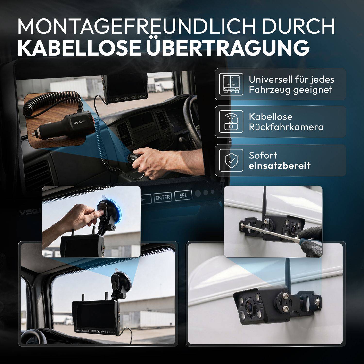 VSG24 7" FUNK-Set ELEMENT WIRED PRO HD | Wohnmobil & LKW bis 25 Meter RVS-24771