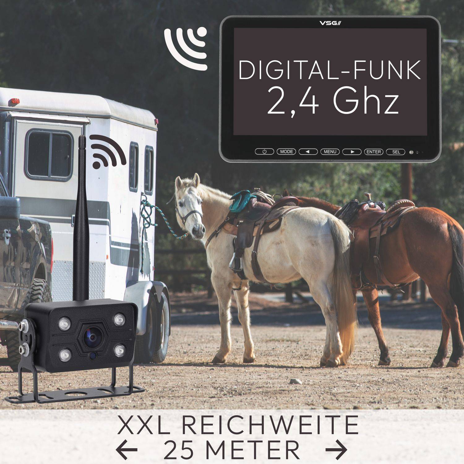 VSG24 10" FUNK-Set ELEMENT WIRED PRO HD XL | mit 2 Kameras | Wohnmobil & LKW bis 25 Meter RVS-24776