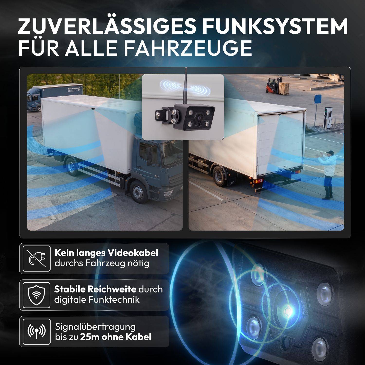 VSG24 10" FUNK-Set ELEMENT WIRED PRO HD XL | mit 4 Kameras | Wohnmobil & LKW bis 25 Meter RVS-24777