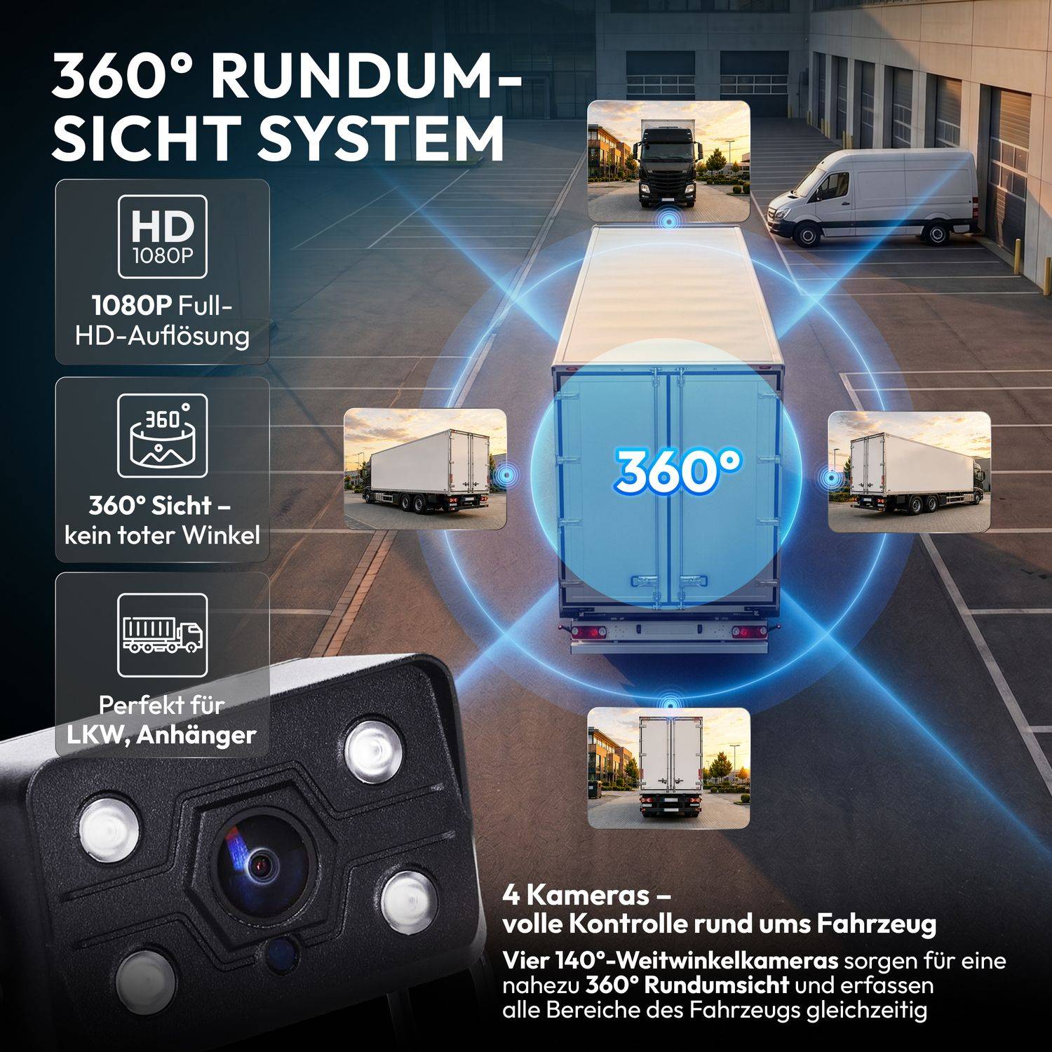 VSG24 10" FUNK-Set ELEMENT WIRED PRO HD XL | mit 4 Kameras | Wohnmobil & LKW bis 25 Meter RVS-24777