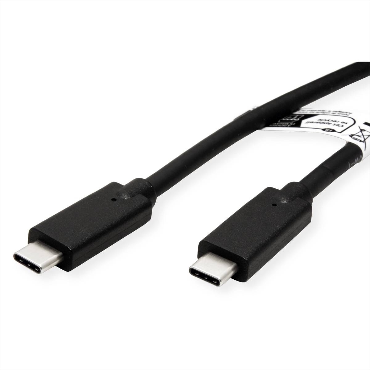ROLINE USB 3.2 Gen 2 kompatibles Kabel, C-C, ST/ST, 4K UHD-1, 10Gbit/s, Emark, 85W, schwarz, 7 m