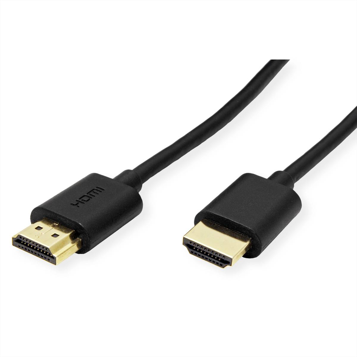 ROLINE HDMI High Speed Kabel mit Ethernet, Slim, ST-ST, schwarz, 2 m