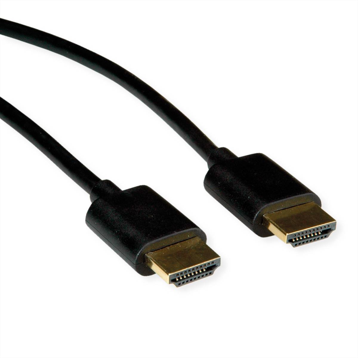 ROLINE HDMI High Speed Kabel mit Ethernet, Slim, ST-ST, schwarz, 2 m