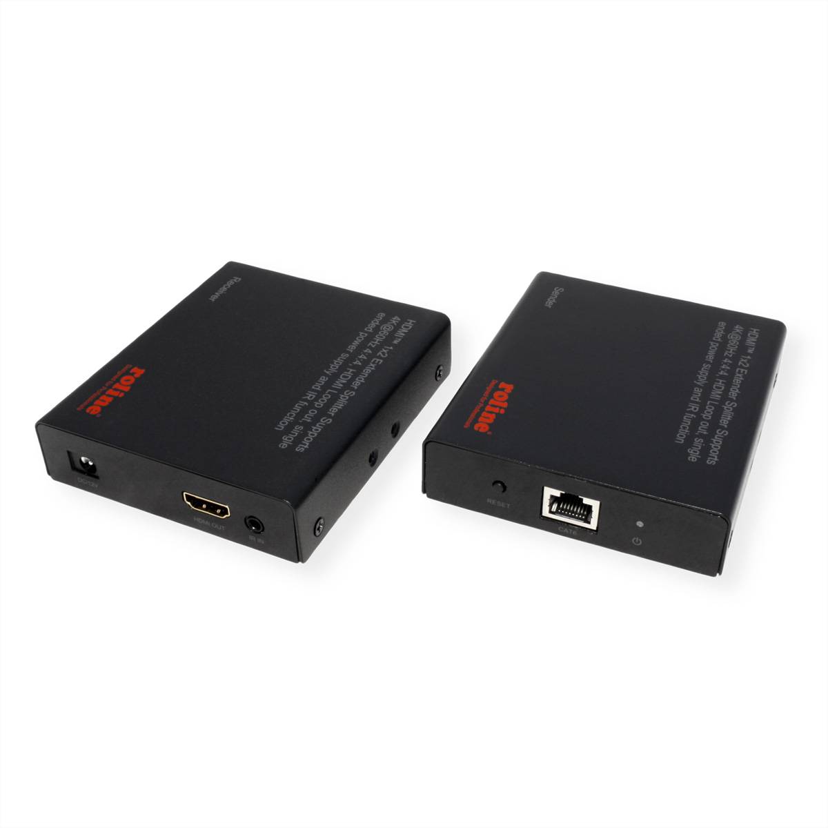 ROLINE HDMI Extender und Splitter, 1x2, über Cat.6A, 70m, 4K60Hz