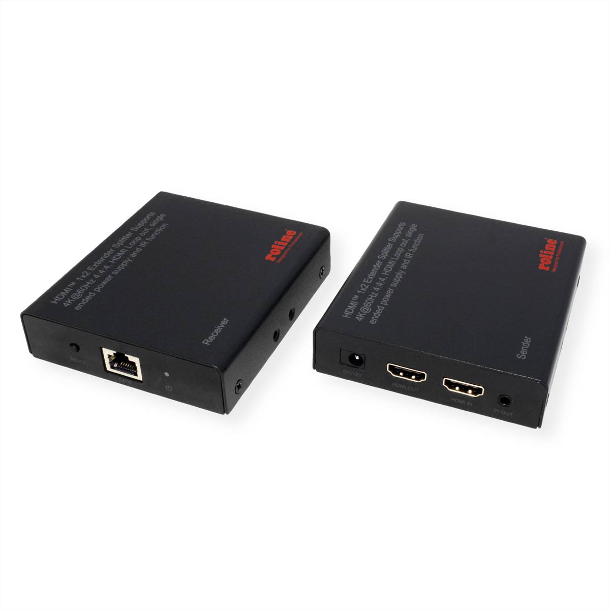 ROLINE HDMI Extender und Splitter, 1x2, über Cat.6A, 70m, 4K60Hz