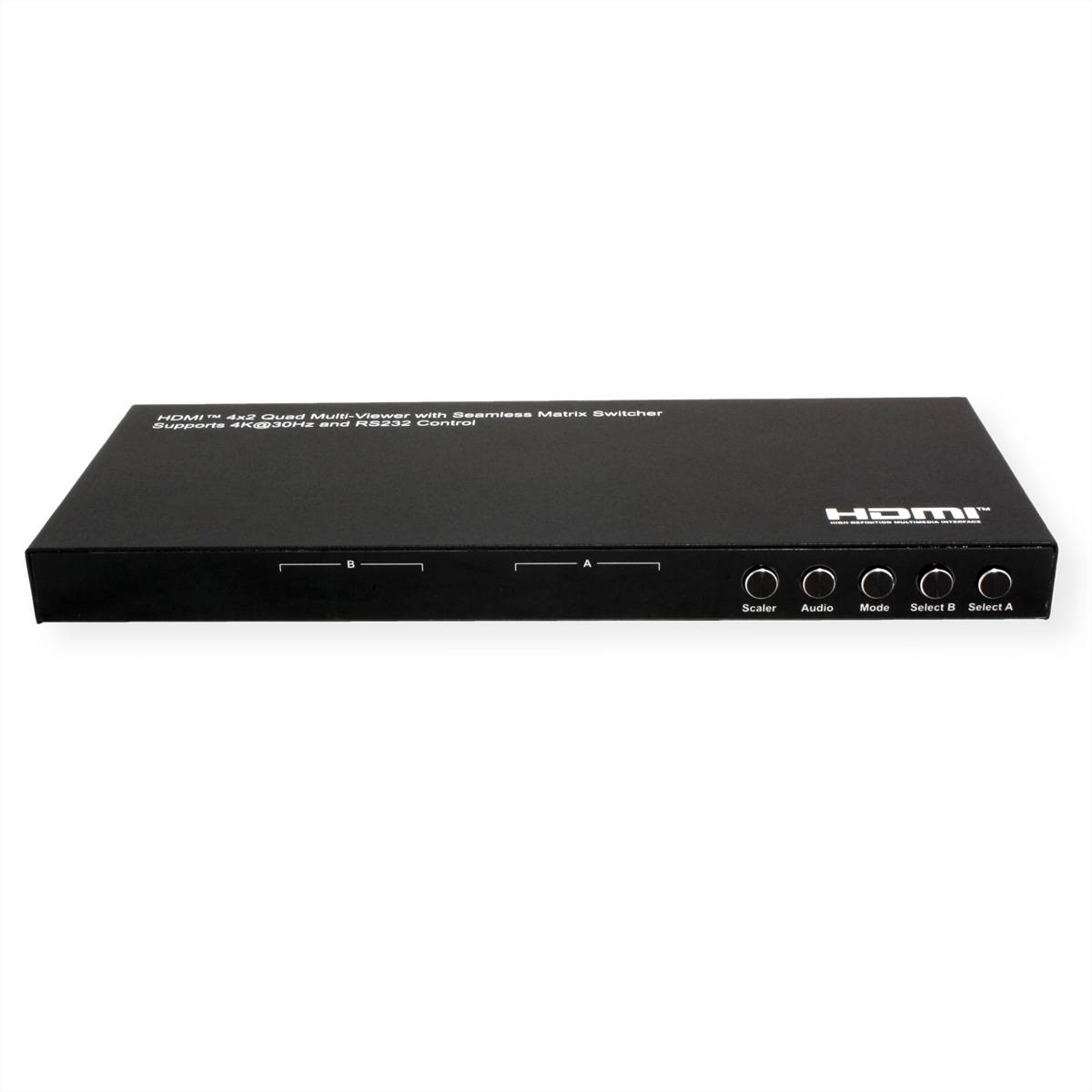 VALUE HDMI Matrix Switch, 4x2 QUAD Multi-Viewer, nahtlose Umschaltung