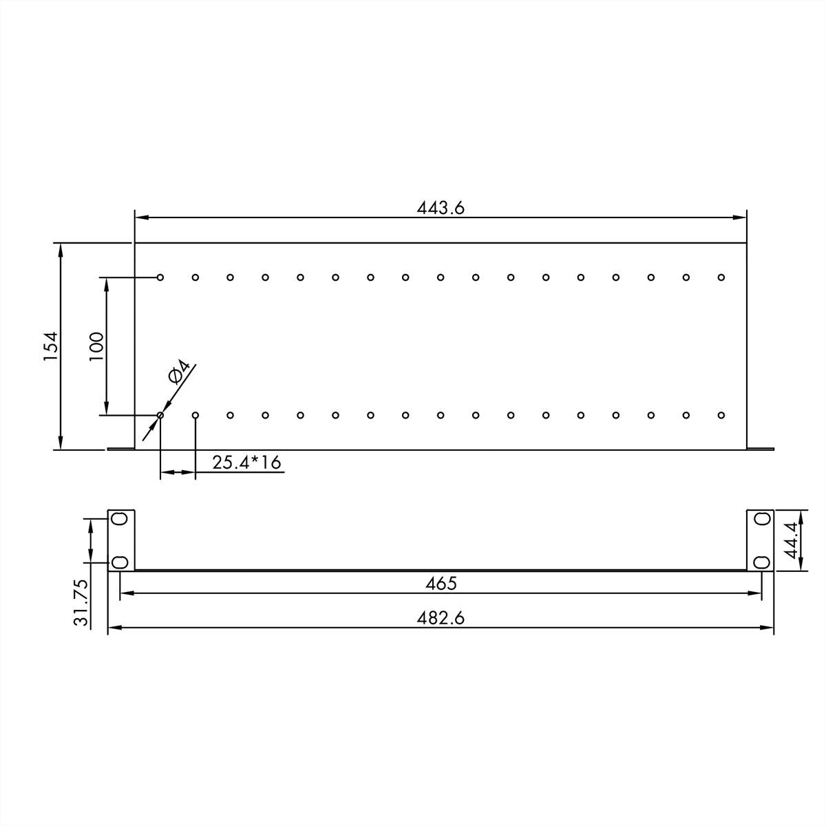 VALUE 19-Zoll-Fachboden mit 2 verstellbaren Teilern, 1 HE, schwarz