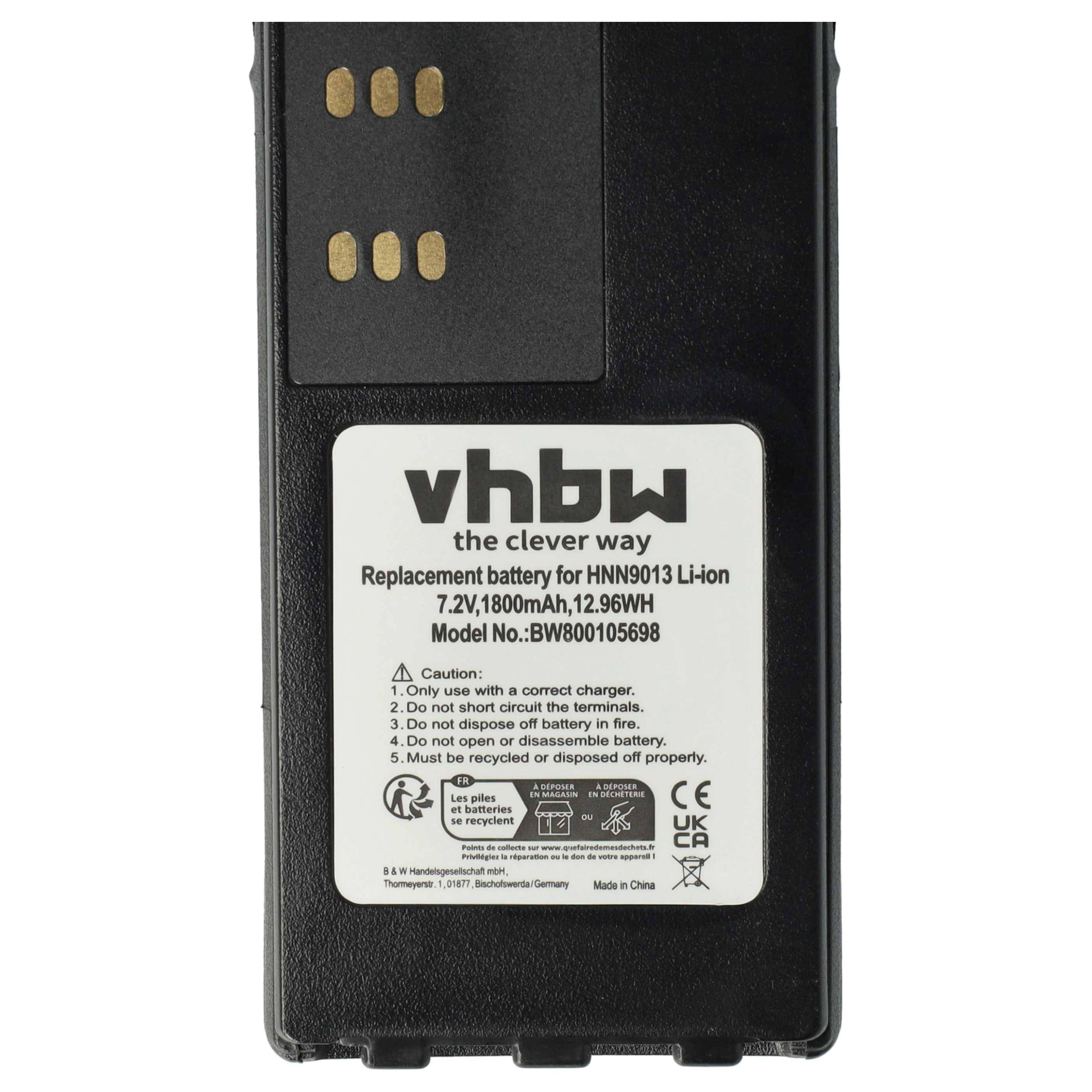vhbw 2x Akku Ersatz für Motorola WPNN4045R, WPNN4045AR für Funkgerät, Walkie Talkie (1800 mAh, 7,2 V, Li-Ion) + Gürtelclip